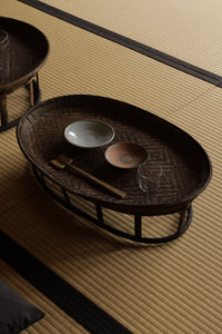 Talieng BAMBOO OVAL TABLE｜TRADITIONAL PATTERN｜DARK｜53 × 36 cm