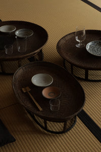 Talieng BAMBOO OVAL TABLE｜TRADITIONAL PATTERN｜DARK｜53 × 36 cm