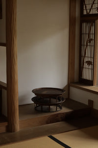 Talieng 竹製円卓｜伝統柄・濃色｜直径49 cm
