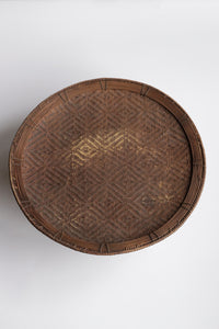 Talieng 竹製円卓｜伝統柄・濃色｜直径49 cm