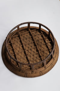 Talieng 竹製円卓｜伝統柄・濃色｜直径49 cm