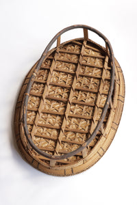Talieng BAMBOO OVAL TABLE｜TRADITIONAL PATTERN｜DARK｜53 × 36 cm
