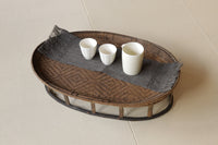 Talieng BAMBOO OVAL TABLE｜TRADITIONAL PATTERN｜DARK｜53 × 36 cm