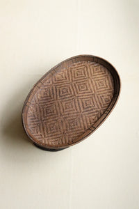 Talieng BAMBOO OVAL TABLE｜TRADITIONAL PATTERN｜DARK｜53 × 36 cm