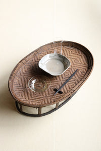 Talieng BAMBOO OVAL TABLE｜TRADITIONAL PATTERN｜DARK｜53 × 36 cm